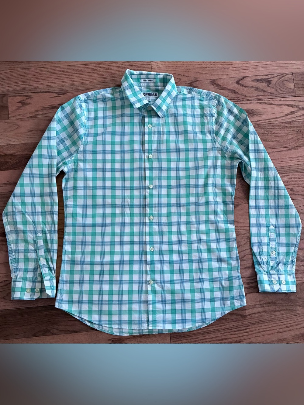 Men's Light Green & White Plaid Cotton Shirt